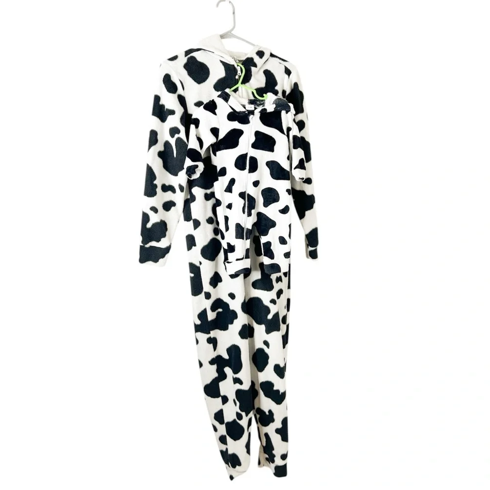 Matching Adult & Baby Cow Halloween Costume Fleece Onesie Adult XS & 3-6 Months